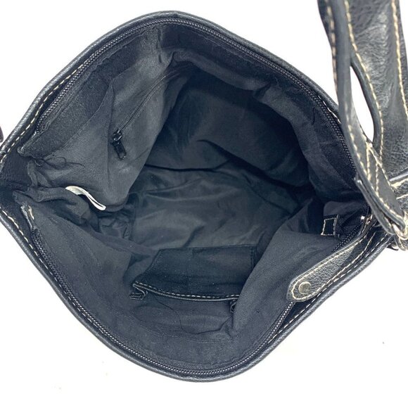 Rosetti Convertible Shoulder Crossbody Bag black Vegan Leather Silver 14" x 10" - Picture 5 of 9